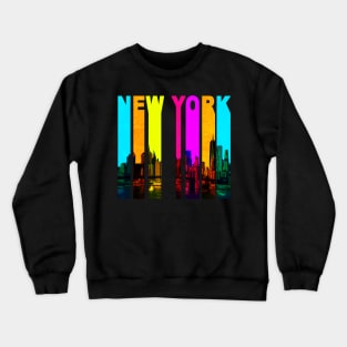 Retro New York Cityscape Skyline Crewneck Sweatshirt